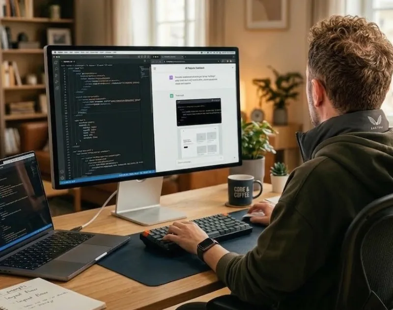 Developer using AI tools to build websites