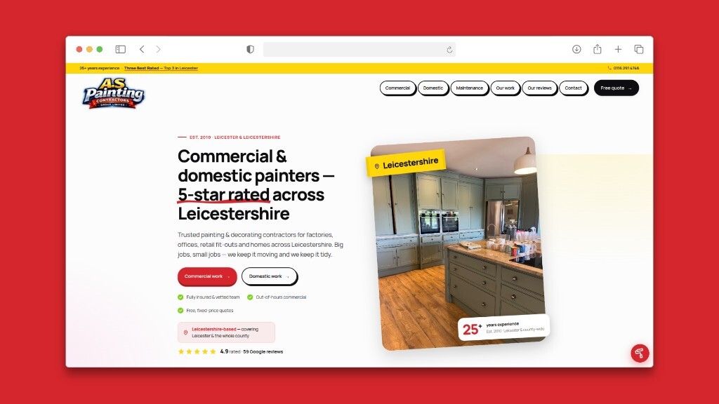 New website launch: A.S Painting Contractors, commercial and domestic painters in Leicestershire