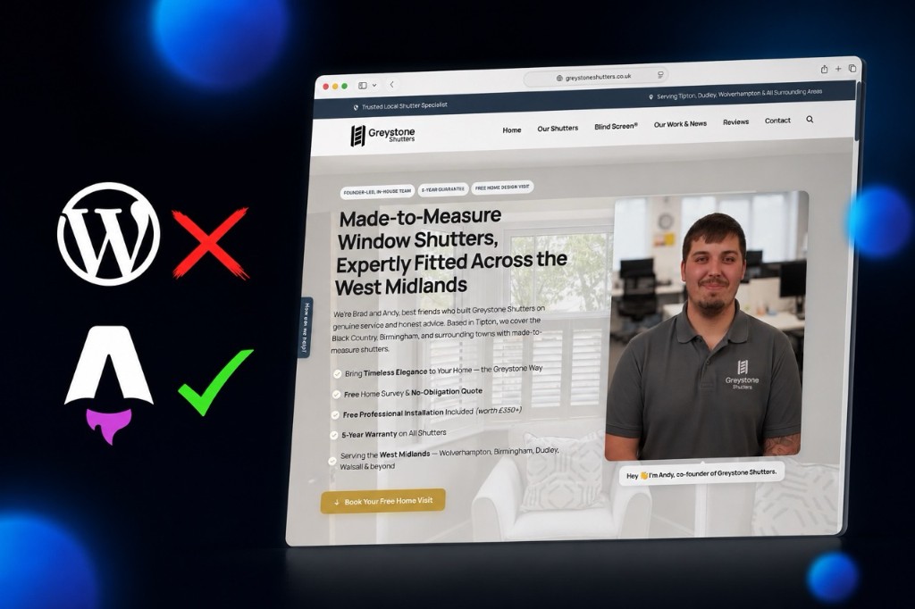 Greystone Shutters: from WordPress & Elementor to Astro — and why SEO clients love the switch