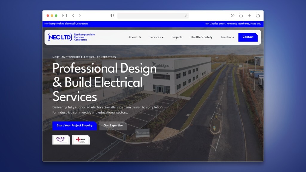 New website launch: NEC Ltd Electrical, commercial and industrial contractors in Kettering