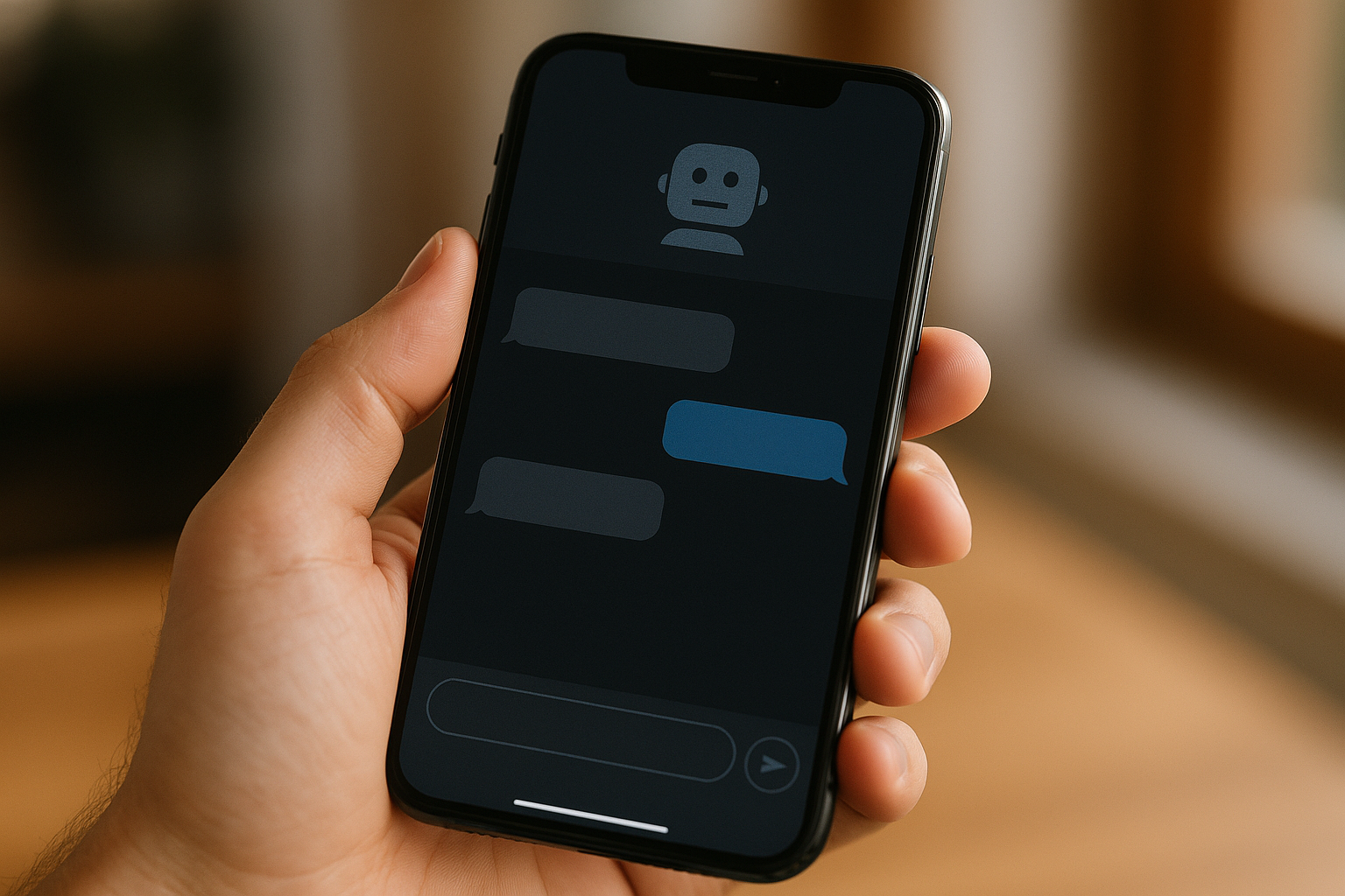 Chatbot interface on a smartphone screen