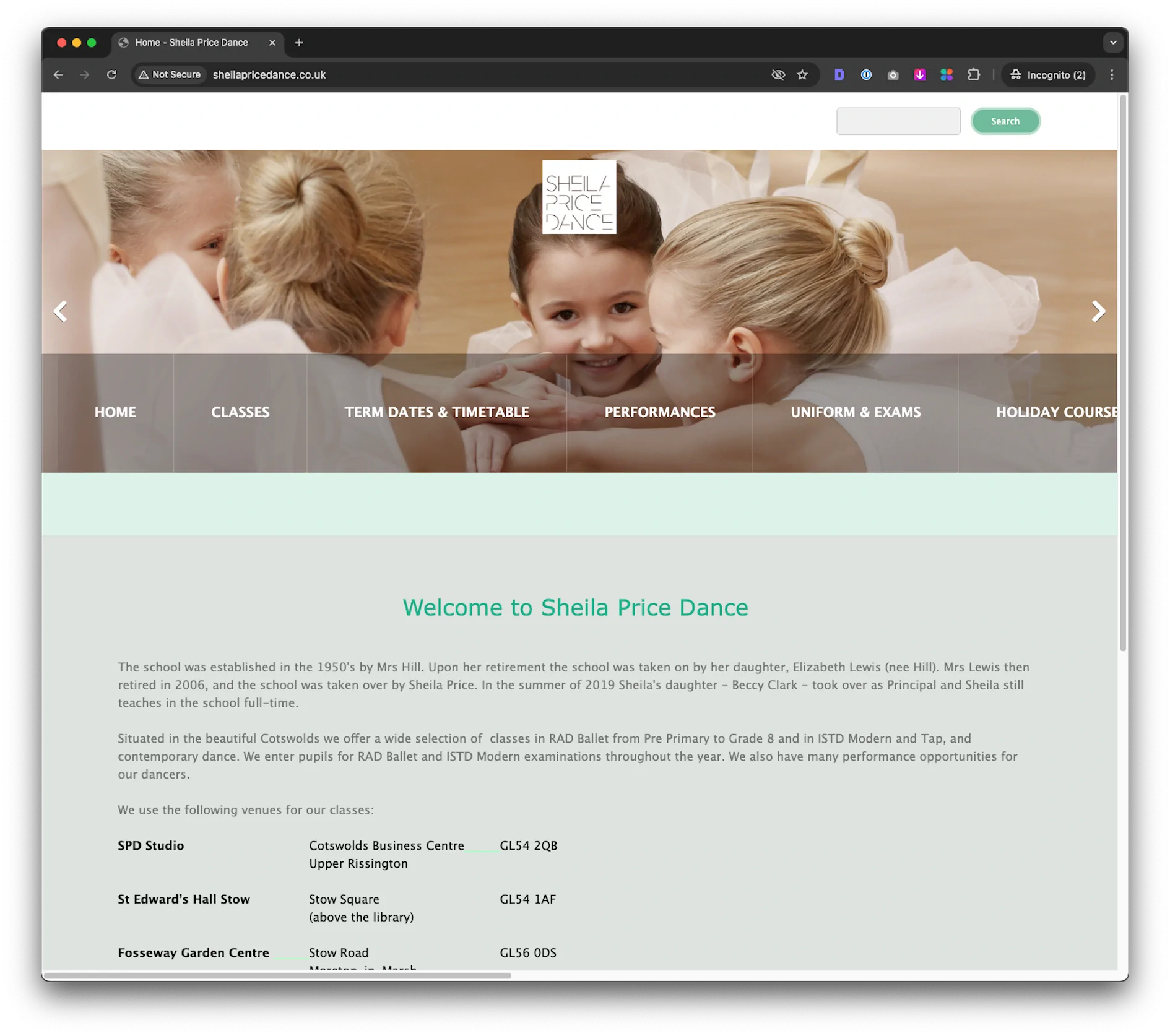 Before — old website