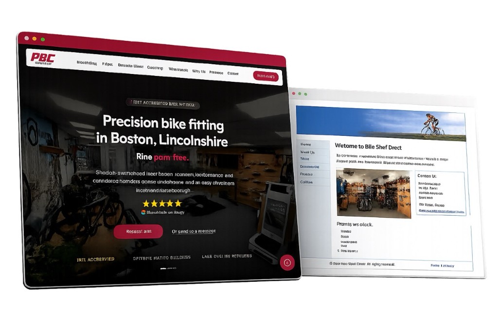 A modern lead-focused website next to an outdated, confusing one
