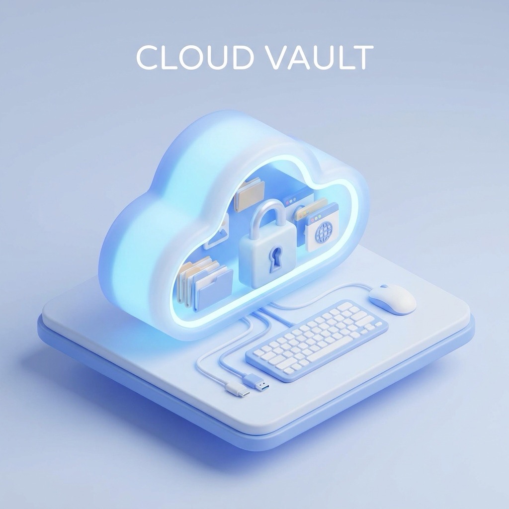 Illustration representing secure cloud backup and data recovery