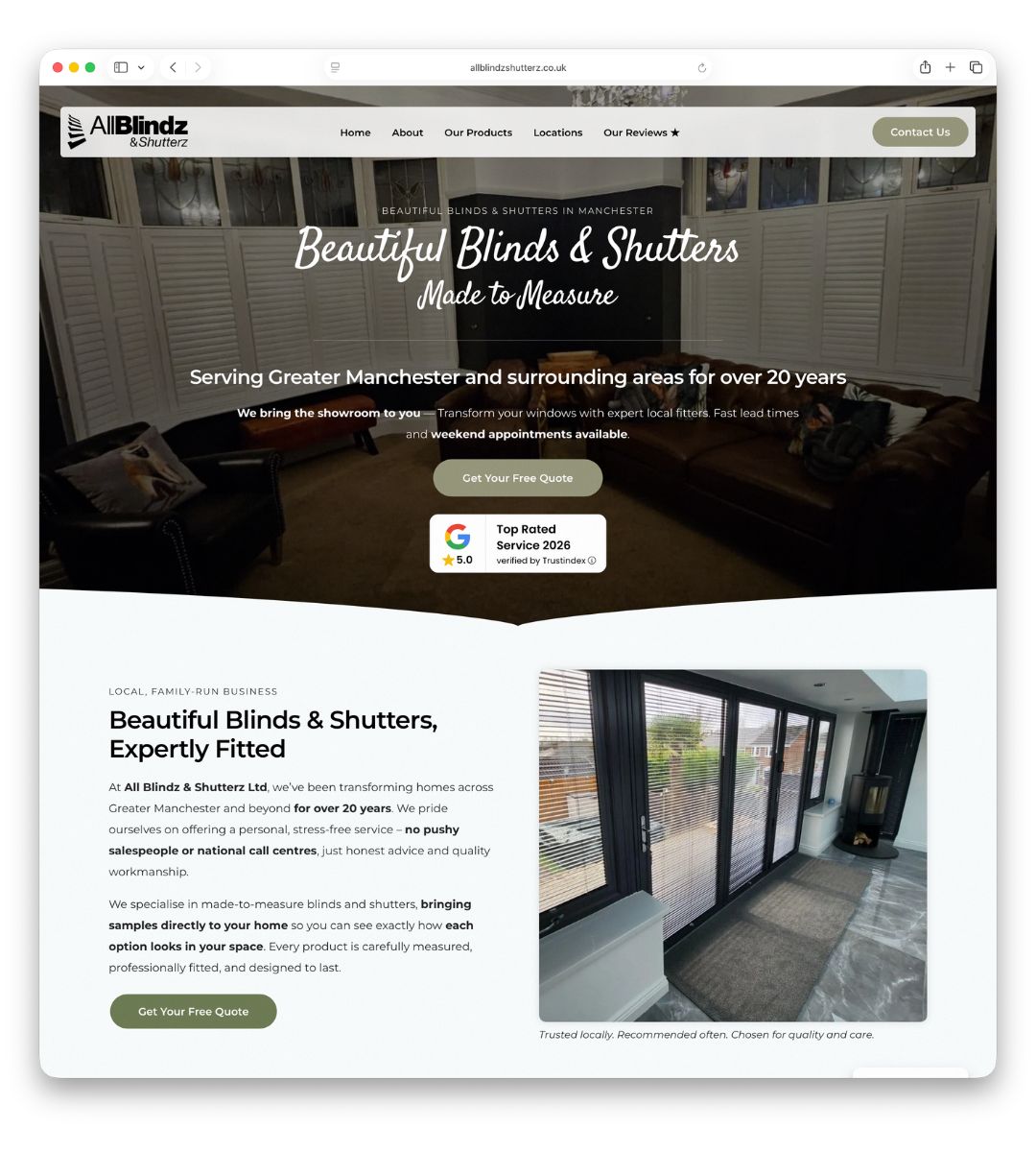 All Blindz & Shutterz website — built by dotwall