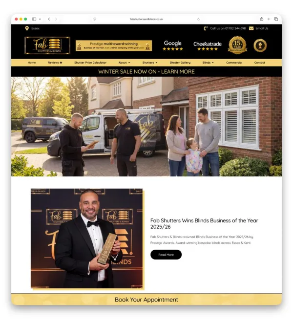 Fab Shutters & Blinds website — built by dotwall