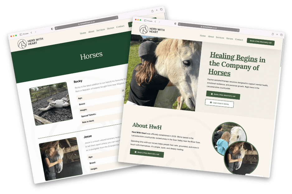 Herd with Heart equine therapy website