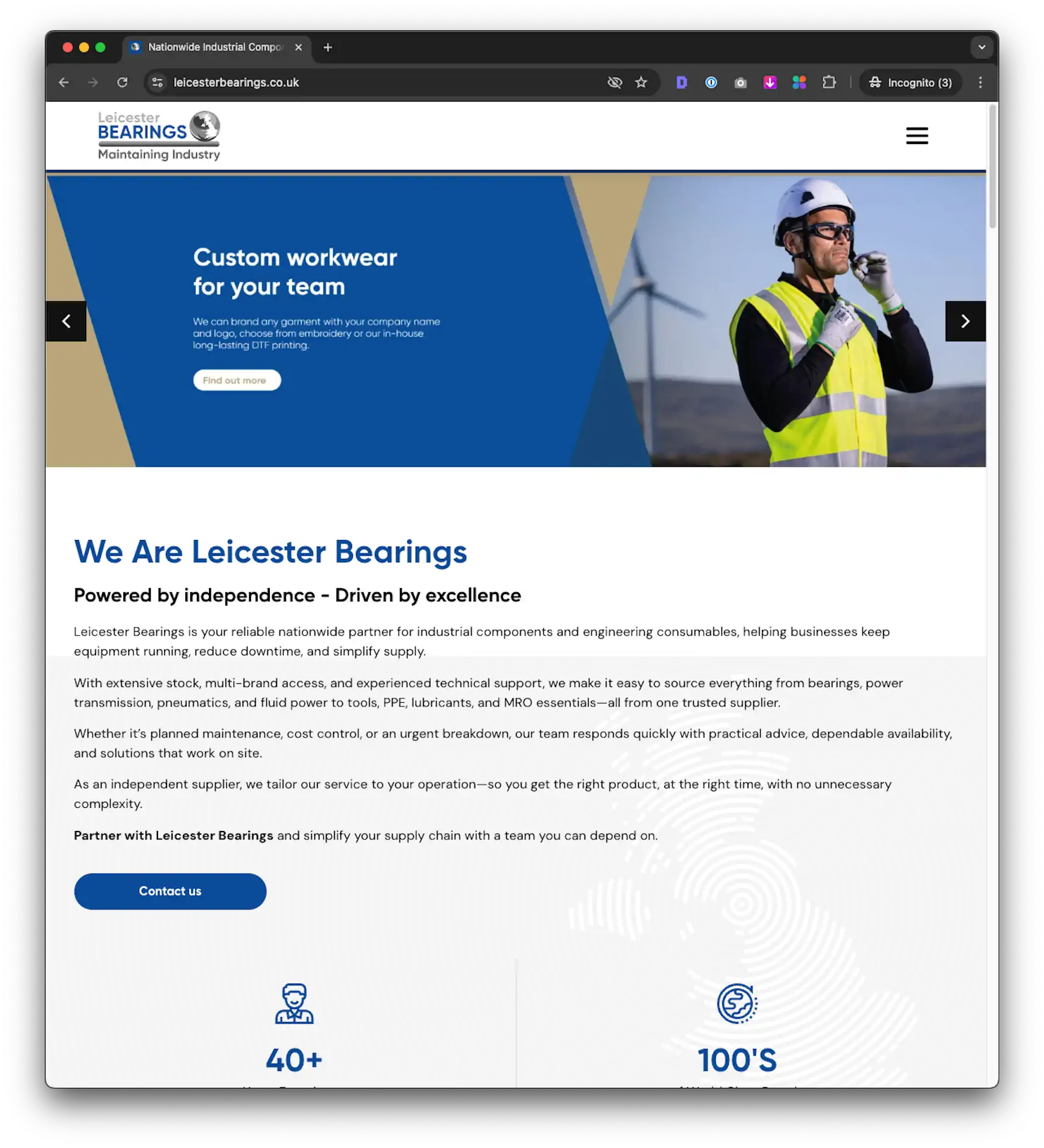 Leicester Bearings website screenshot