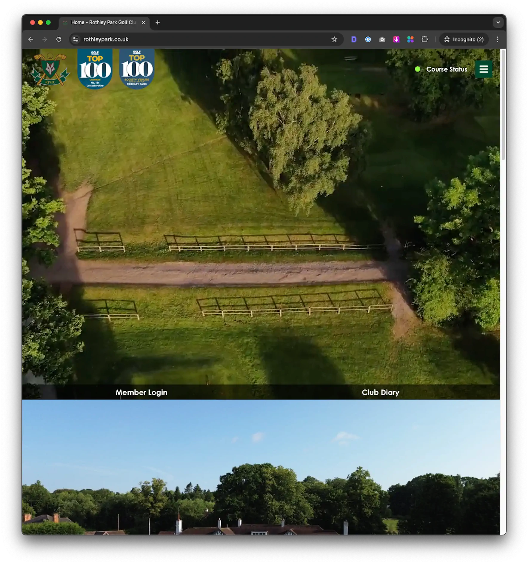 Rothley Park Golf Club website screenshot
