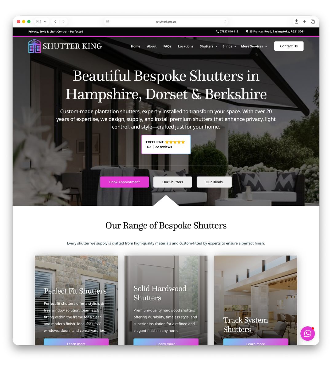 Shutter King website — built by dotwall