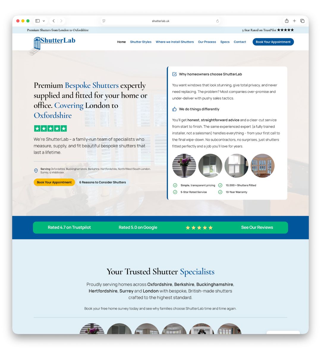 ShutterLab website — built by dotwall