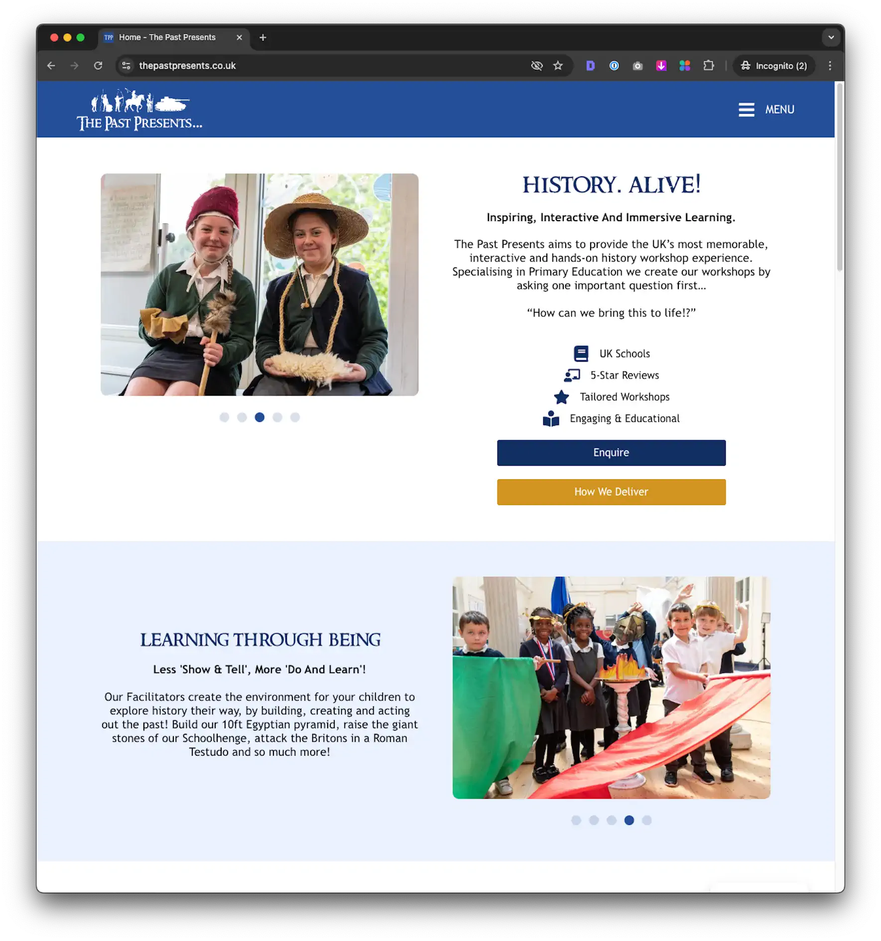 The Past Presents website screenshot