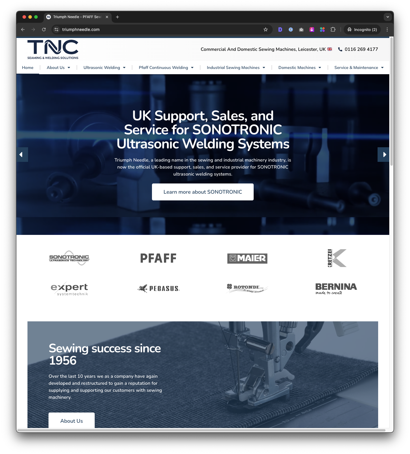 Triumph Needle website screenshot