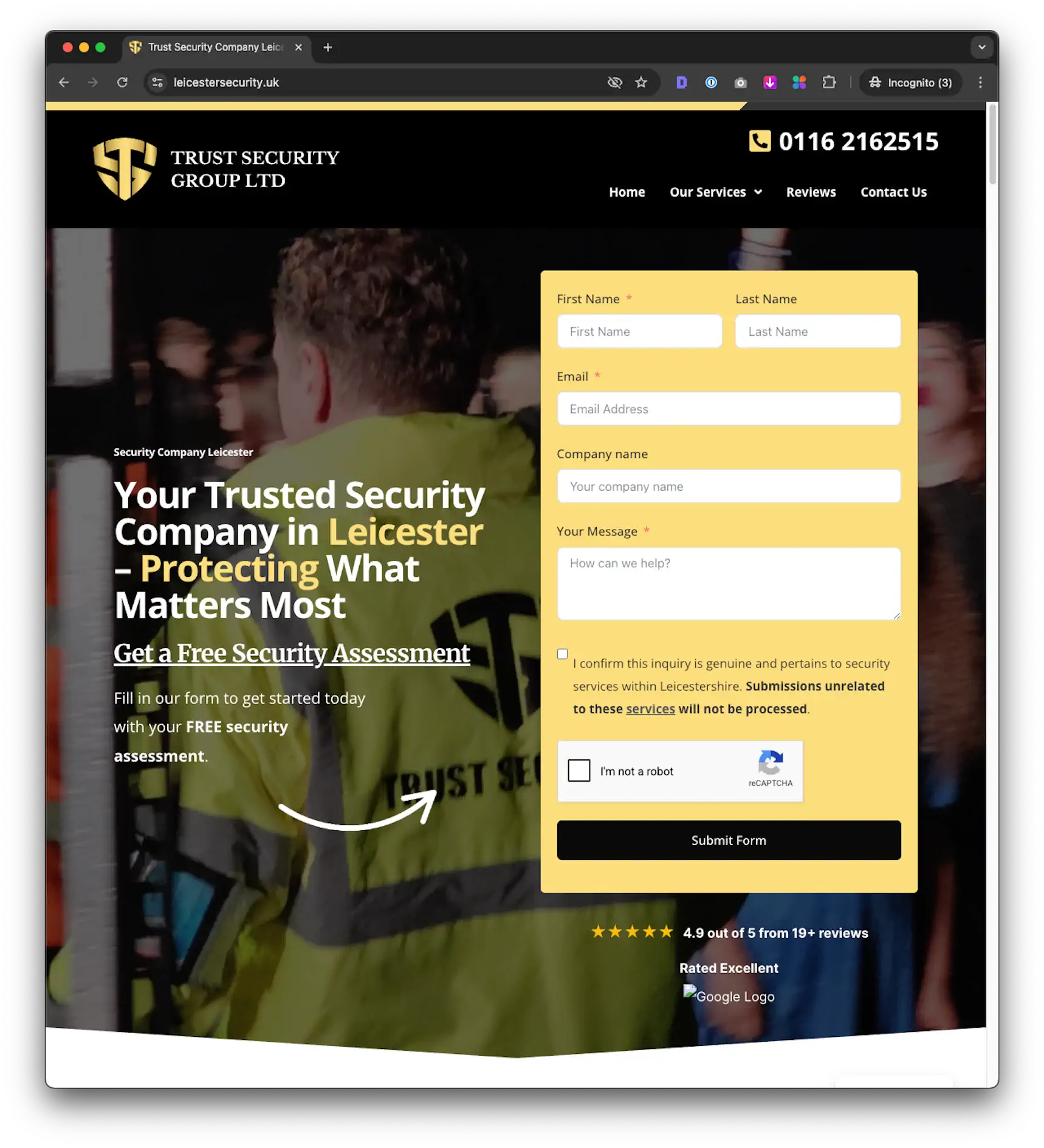 Trust Security Group website screenshot