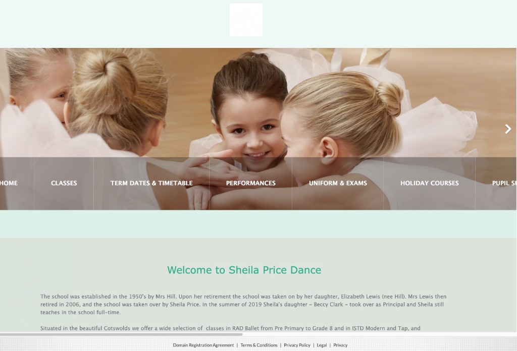 Sheila Price Dance old website homepage