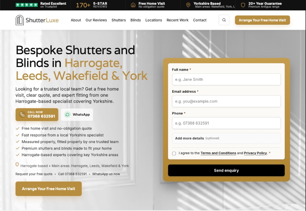 Example of a high-converting website built by dotwall — the standard included free with Local or Full SEO