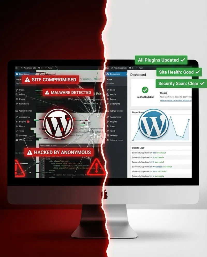 Compromised vs clean WordPress site
