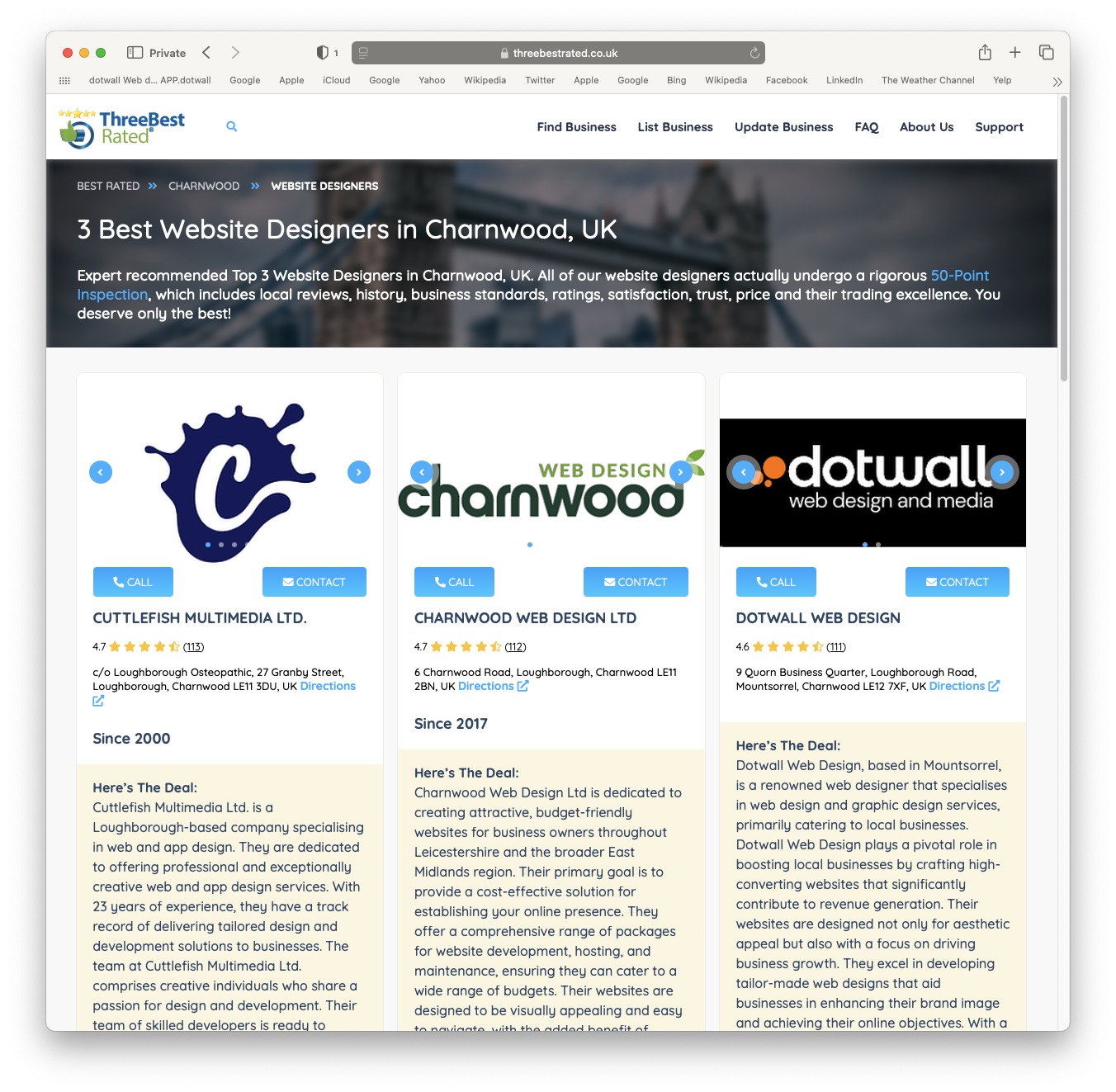 Three best rated web designers in charnwood leicester