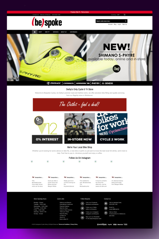 Bespoke website for poke cycles website design in Leicester