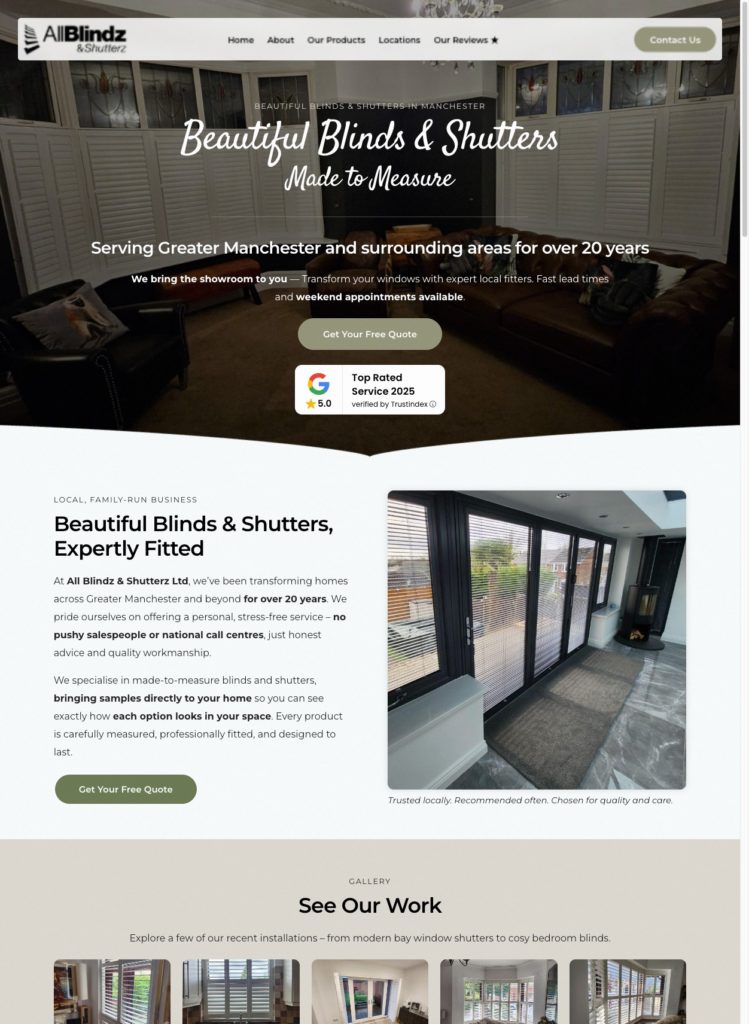 allblindzshutterz.co .uk screenshot dotwall